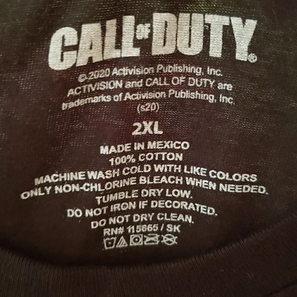 NWT Call of Duty Black T-Shirt Sz 2XL